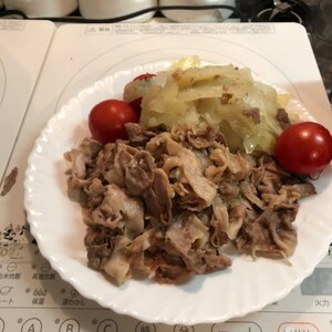 青パパイヤと豚肉の塩コショウ焼き